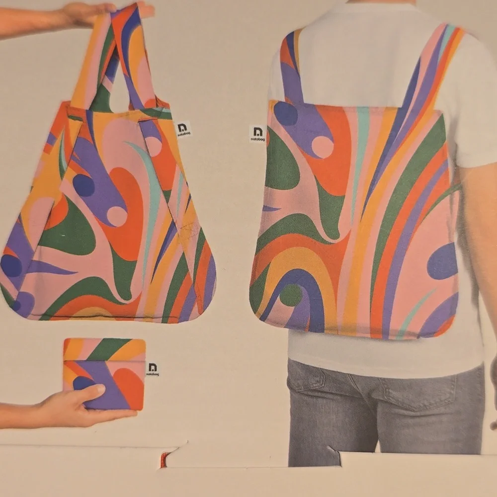Colorful Swirl Reusable Tote Backpack — Multicolor - Picture 1 of 6